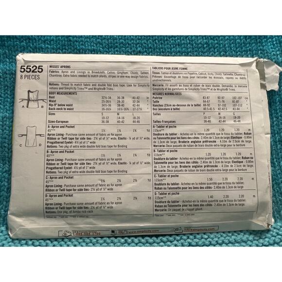 Simplicity 5525 Sewing pattern Apron pattern size S M L - Picture 3 of 5